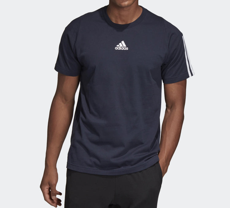 adidas Stripe Printing Training Sports Short Sleeve Blue DT9954