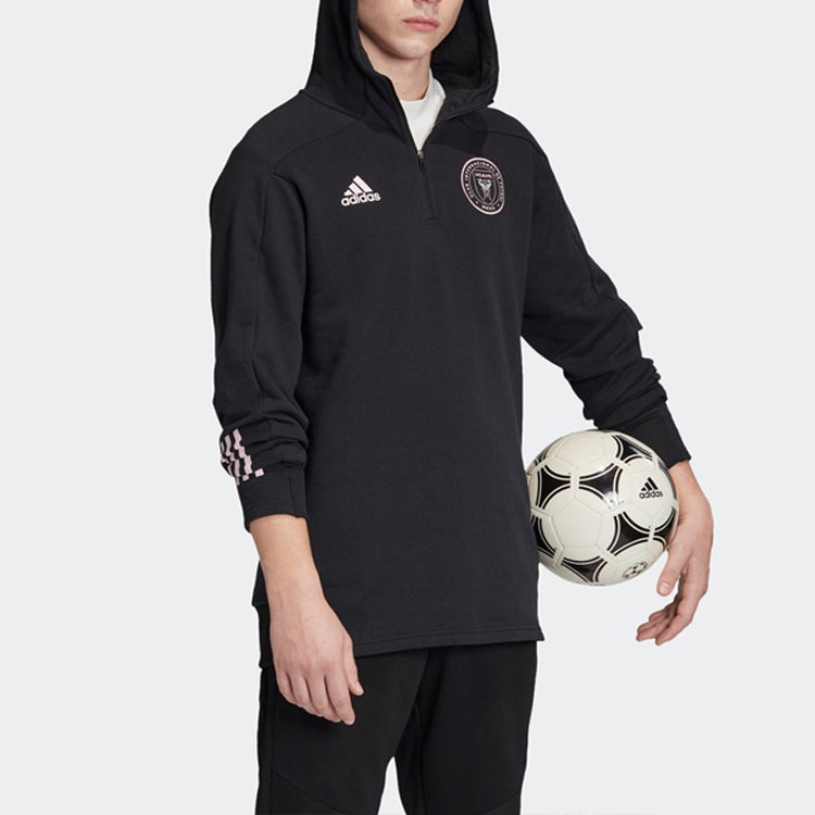 Men's adidas IMCF TRAVEL JK 1/4 Cardigan Zipper Soccer/Football Pullover Black FI1508