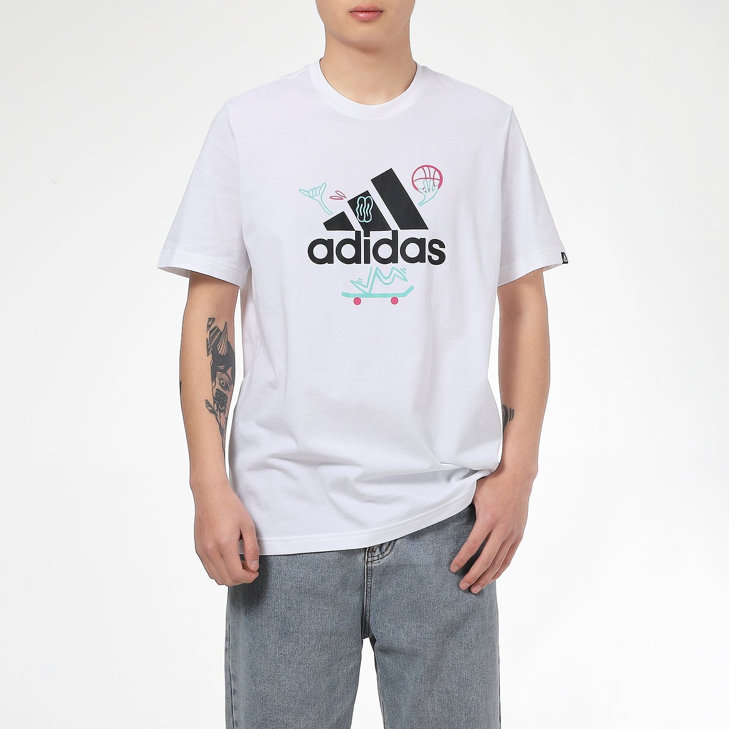 adidas Logo Printing Pattern Sports Male White GL3708