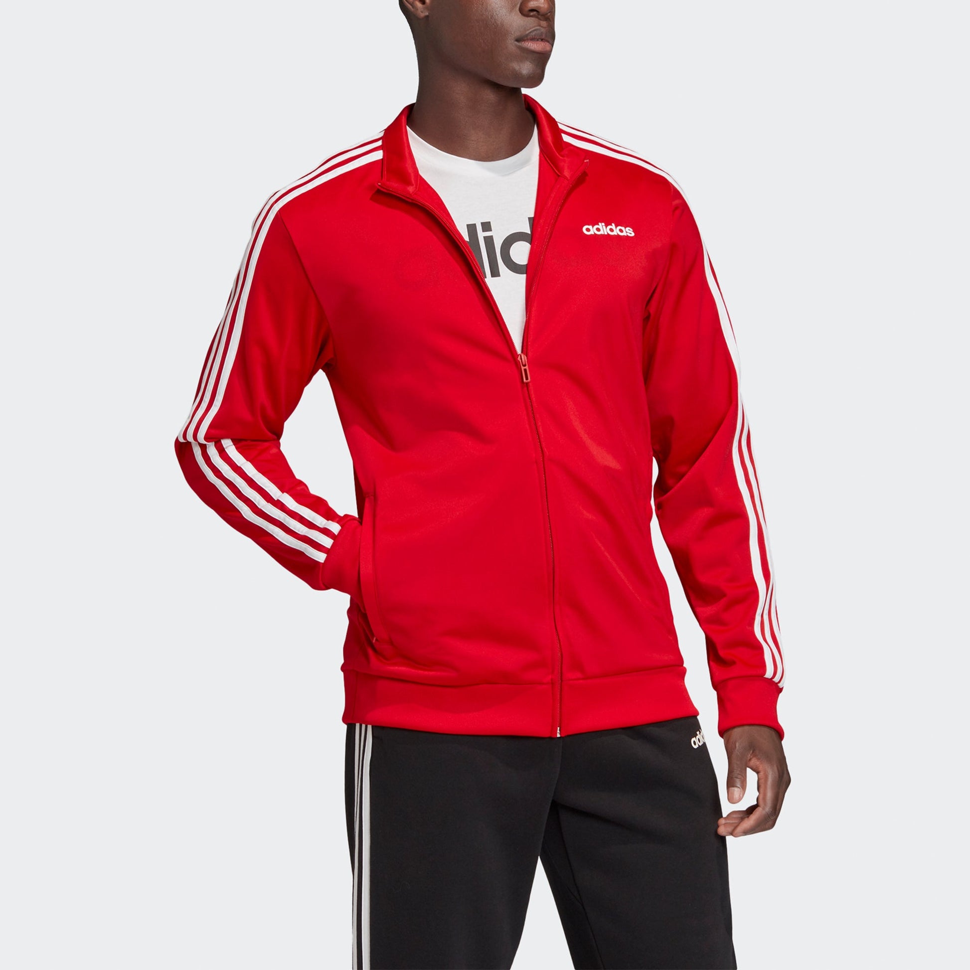 adidas E 3s Tt Tric Athletics Training Slim Fit Sports Stylish Jacket Red FM6069