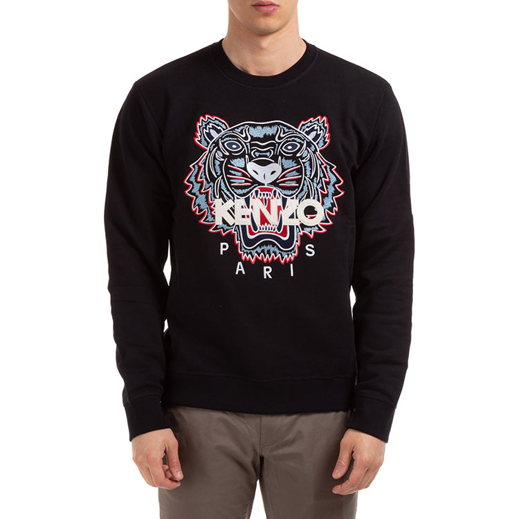 KENZO Tiger Classic Tiger Embroidered Long Sleeve Sweatshirt Unisex Black FA55SW0014XA-99