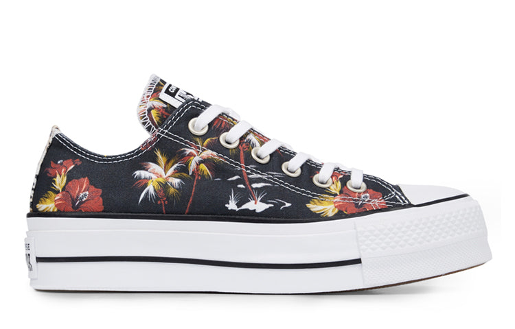(WMNS) Converse Chuck Taylor All Star Hawaiian Mix Platform Low Top Floral Thick Sole 'Black White' 565793C