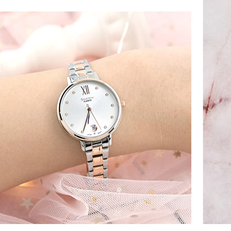 Casio Sheen Analog Watch 'Silver Rose Gold' SHE-4530SPG-7A