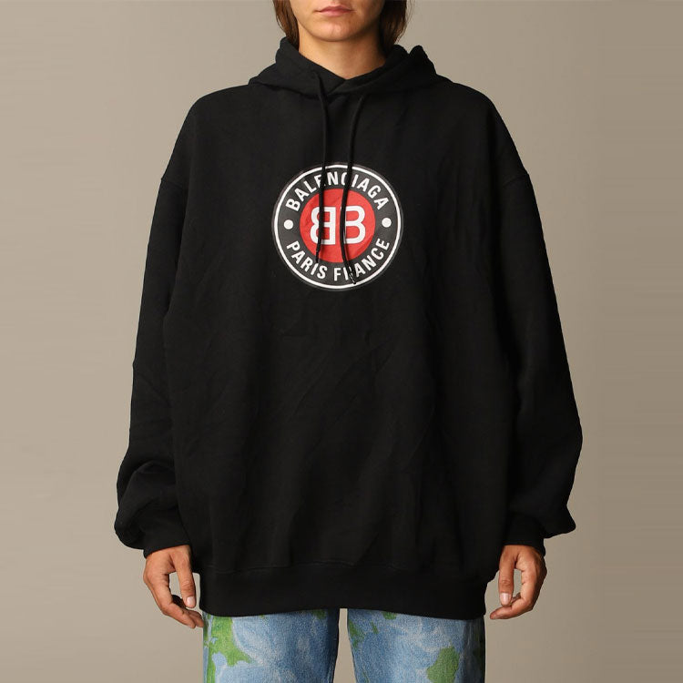 (WMNS) Balenciaga BB Logo Printing Hooded Black 641529TJV771000