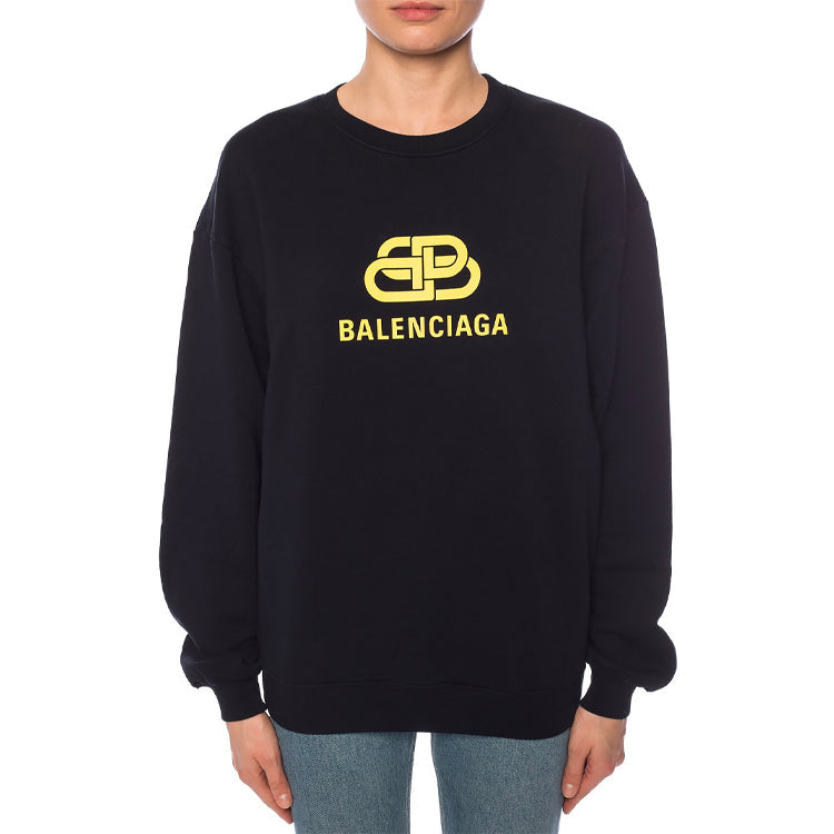 (WMNS) Balenciaga Logo Printing Cotton Round-neck Swea Black 578132TEV191000
