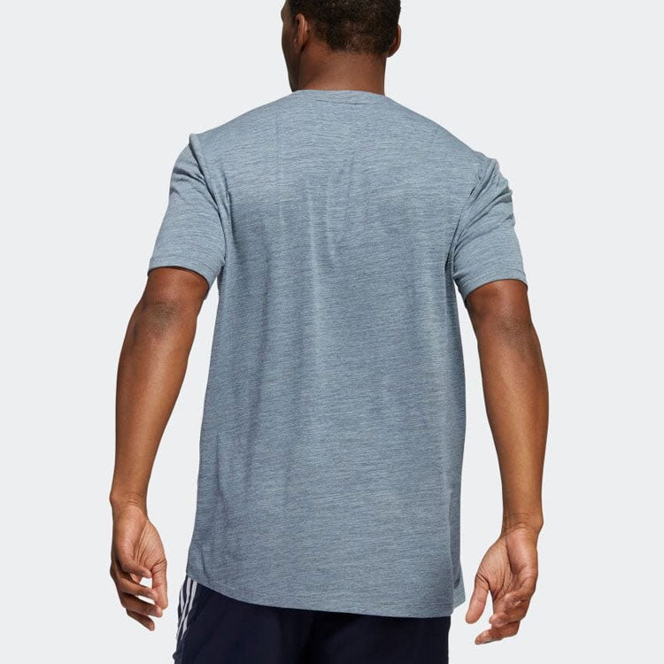 Men's adidas Solid Color Casual Round Neck Pullover Short Sleeve Gray T-Shirt HE6790