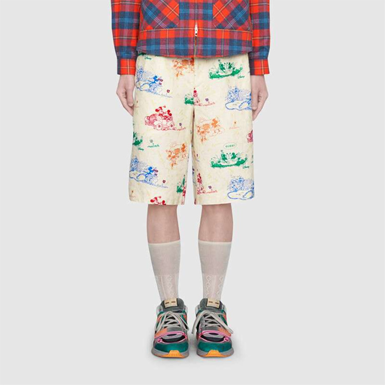 Gucci x Disney Joint Printed Linen Shorts For Men White 604046-ZADJZ-9701