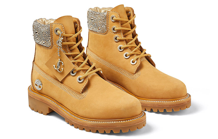 (WMNS) Timberland x Jimmy Choo 6 Inch Crystal Boots 'Wheat Nubuck with Crystals' A4274
