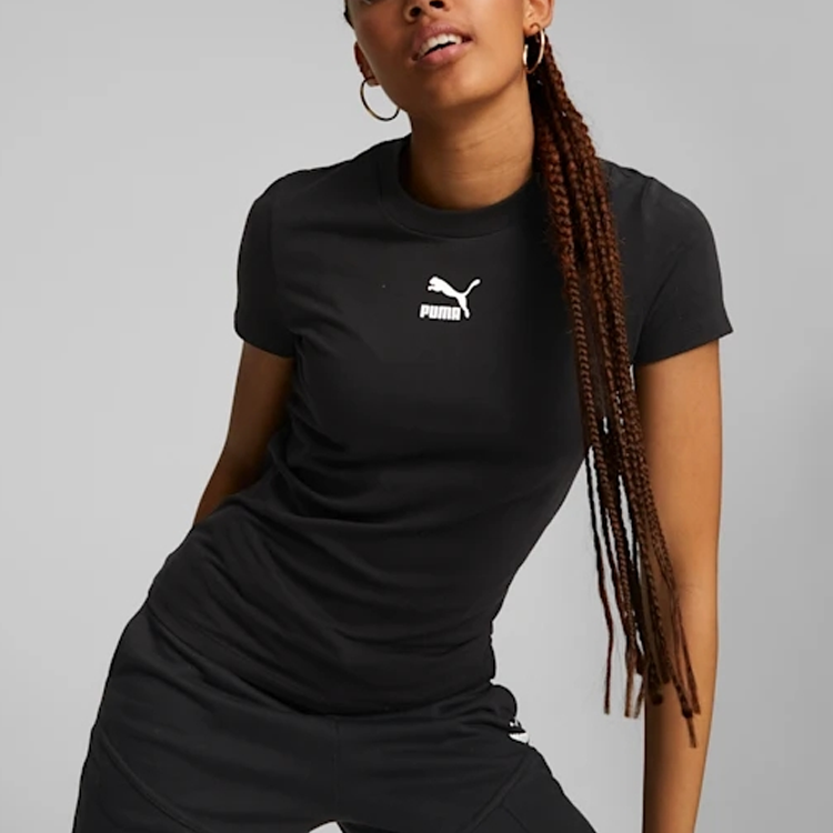 (WMNS) PUMA Classics Slim T-Shirt 'Black' 535610-01