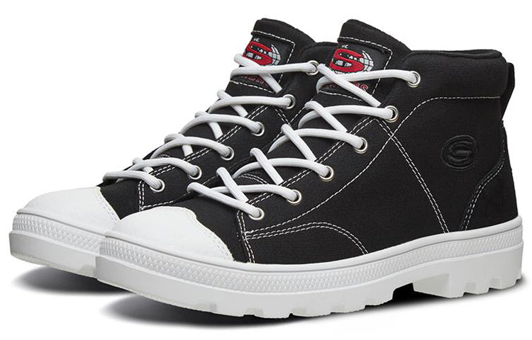 (WMNS) Skechers Roadies High-Top Canvas Shoes Black 74380-BLK