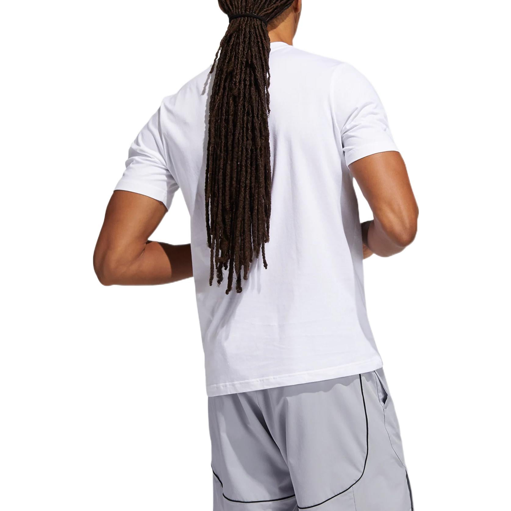 Men's adidas Cartoon Printing Alphabet Pattern Round Neck Short Sleeve White T-Shirt GS7213