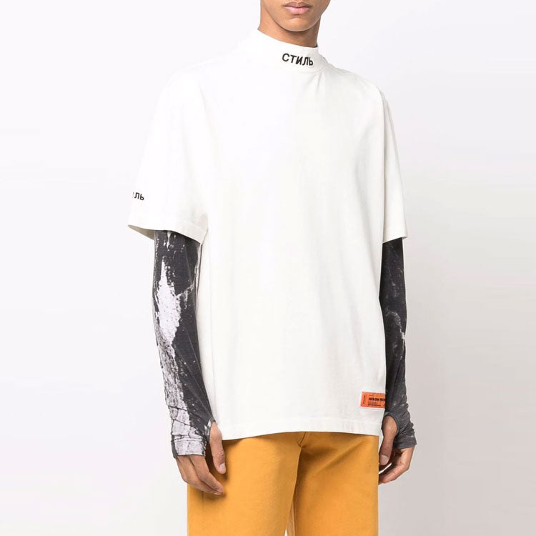 HERON PRESTON SS22 CTNMB Turtleneck T-shirt 'White Black' HMAA021C99JER001-0110