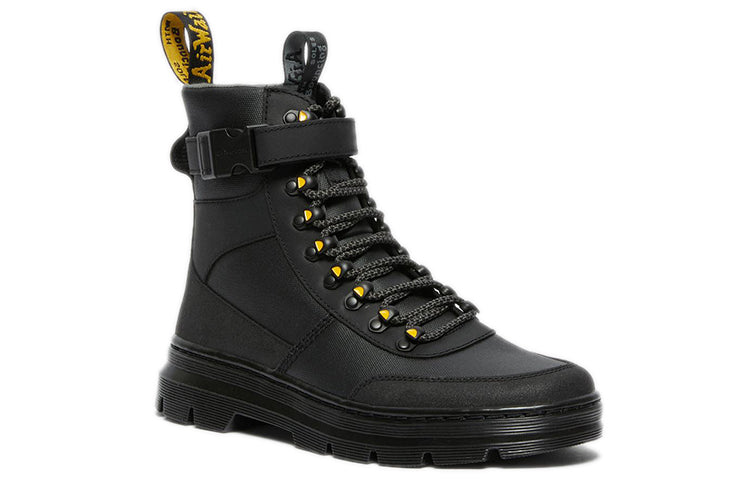 Dr. Martens Combs Tech Coated Canvas Casual Boots 'Black Yellow' 27114001