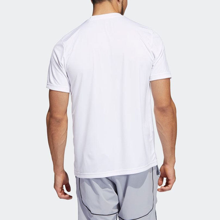 Men's adidas Large Logo Printing Round Neck Sports Pullover Short Sleeve Japanese Version White T-Shirt HH7566
