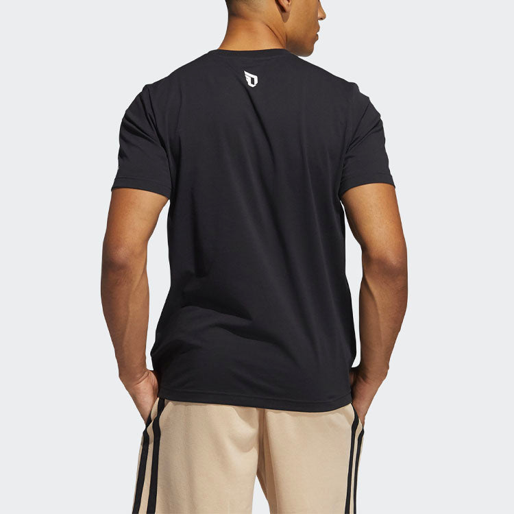adidas Dame Avatar Pkt Lillard Basketball Sports Pocket Loose Round Neck Short Sleeve Black GP3435