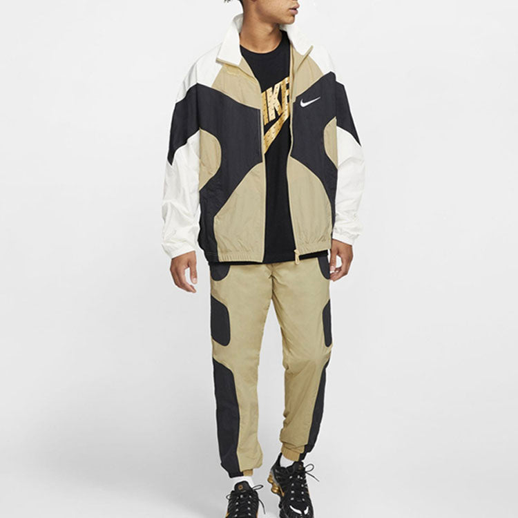 Nike Athleisure Casual Sports Retro Splicing Jacket Khaki BV5211-783