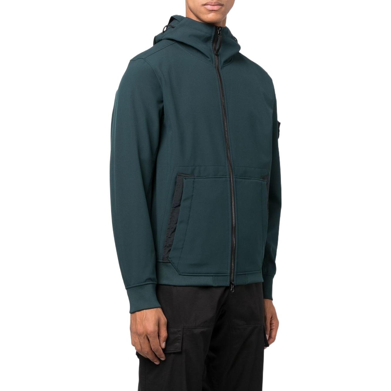 STONE ISLAND Wappen Patch Softshell HoodY Zip-up Jacket 'Dark Green' 7715Q0122-V0057