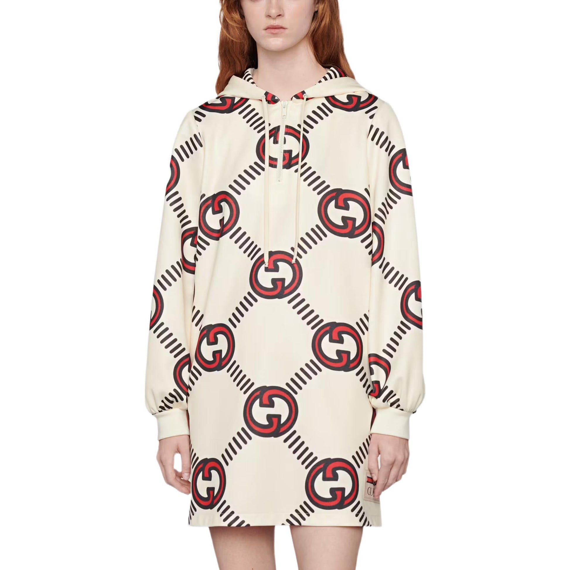(WMNS) Gucci Interlocking G technical jersey dress 'White Red' 681269-XJD1H-9118