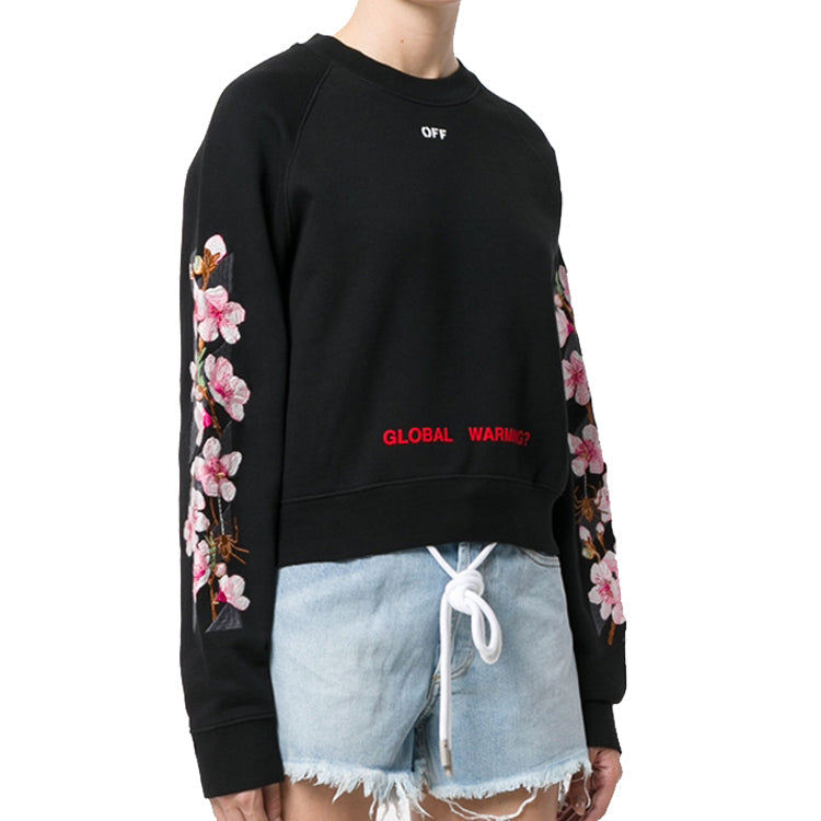 (WMNS) Off-White Fw17 Cherry Blossoms Embroidery Floral Round Neck Sweater OWBA026E170030531088