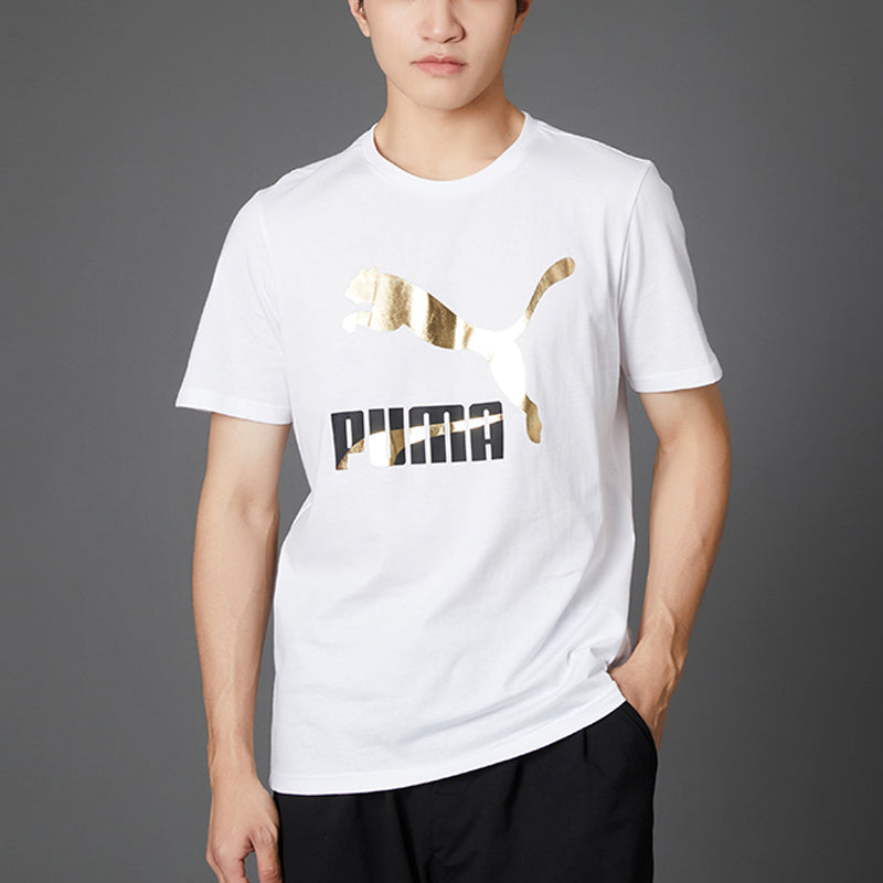 PUMA Classics Logo T-Shirt 'White Gold Black' 532280-02