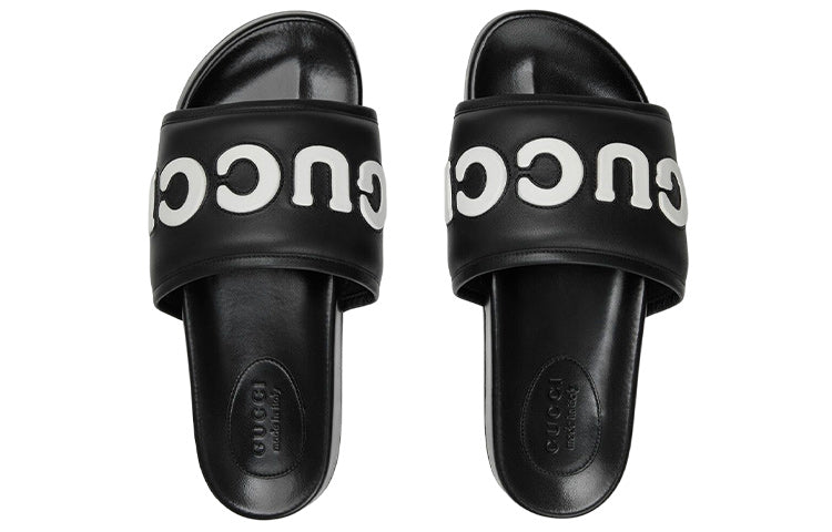 Gucci Sideline Rubber Logo Slide 'Black Leather' 742009-AABYM-1347