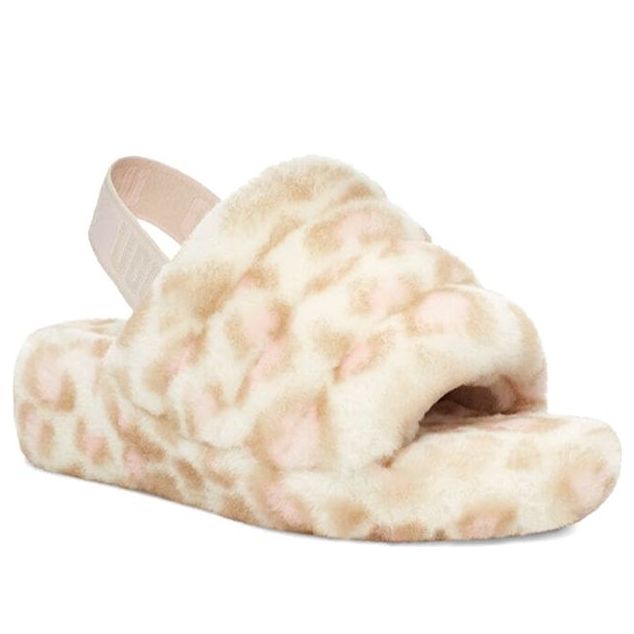 (WMNS) UGG Fluff Yeah Slide 'Panther Print' 1120903-WHT