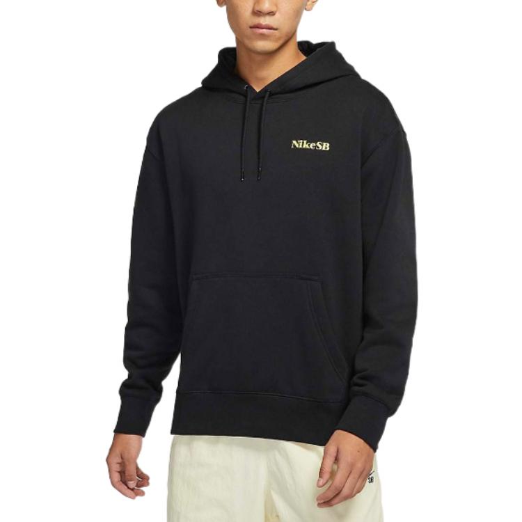 Nike Solid Color Alphabet Hooded Long Sleeves Hoodie Men's Black DA4256-010