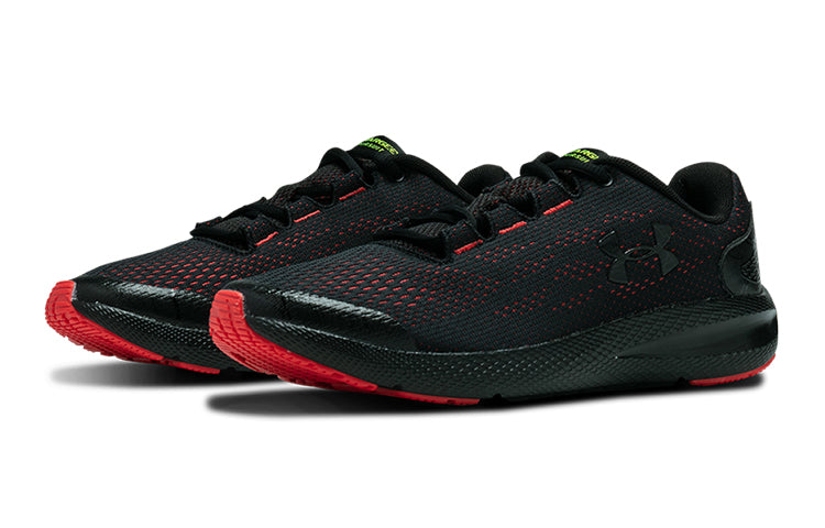 (GS) Under Armour Charged Pursuit 2 Venom Sports Shoes Black 3023684-001
