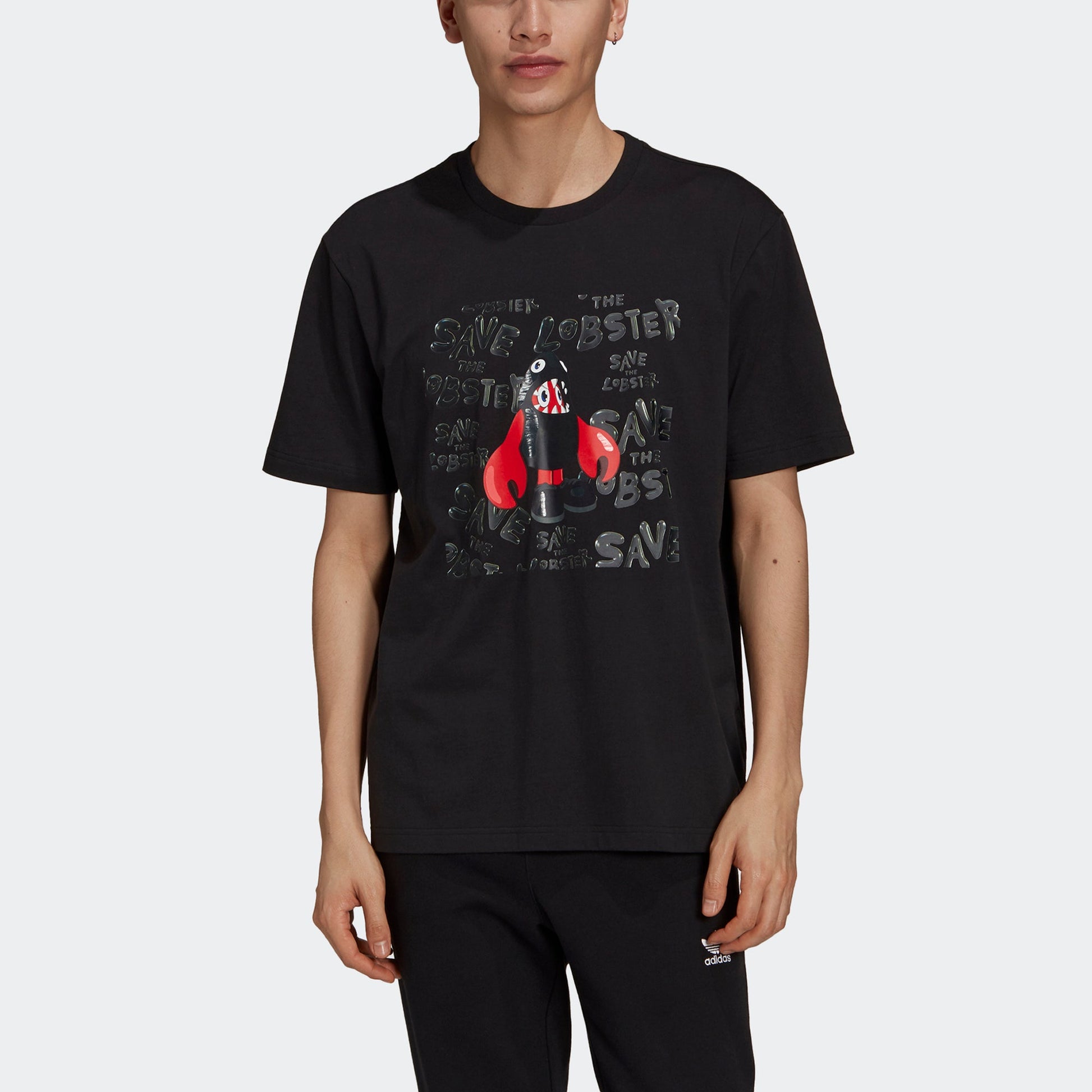 adidas originals Artist Tee Ss Dragon Printing Round Neck Pullover Sports Short Sleeve Black HA4699