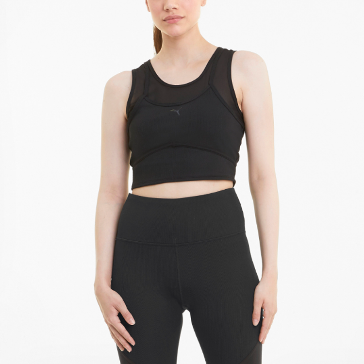 (WMNS) PUMA STUDIO Layered Crop Top 'Black' 520223-01