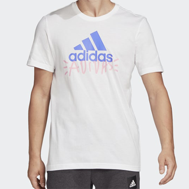 adidas Sports Graffiti Round Neck Short Sleeve White FN1728