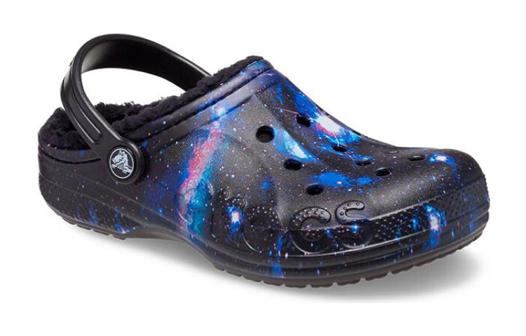 (GS) Crocs Baya Lined Fuzzy-Strap Galaxy Clogs 'Black Multi' 207654-0C4