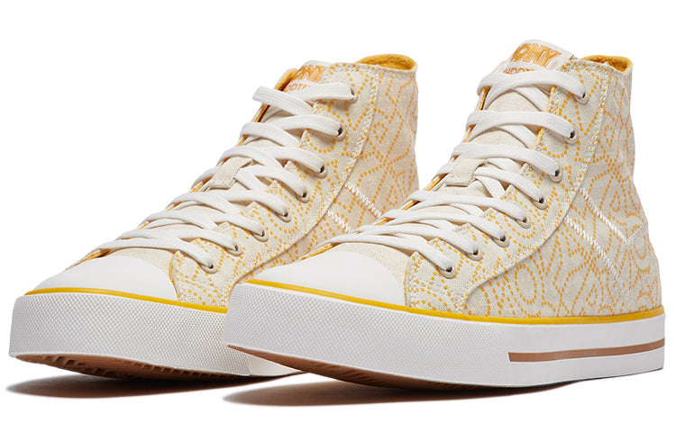 PONY High-Top Canvas Shoes Beige/Grey 01M1SH05LG