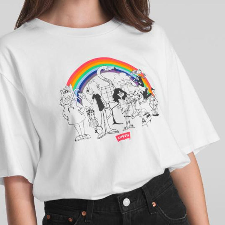 Levis Cartoon Pattern Printing Short Sleeve White 15855-0002