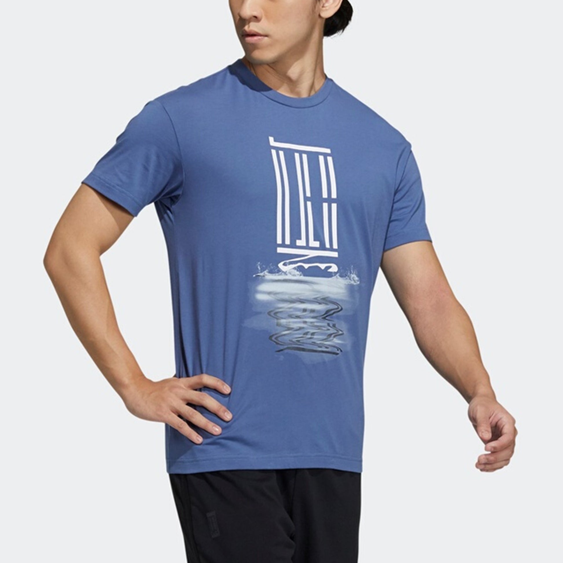 adidas Wj T Gfx Logo Series Printing Sports Round Neck Short Sleeve Blue GP0867