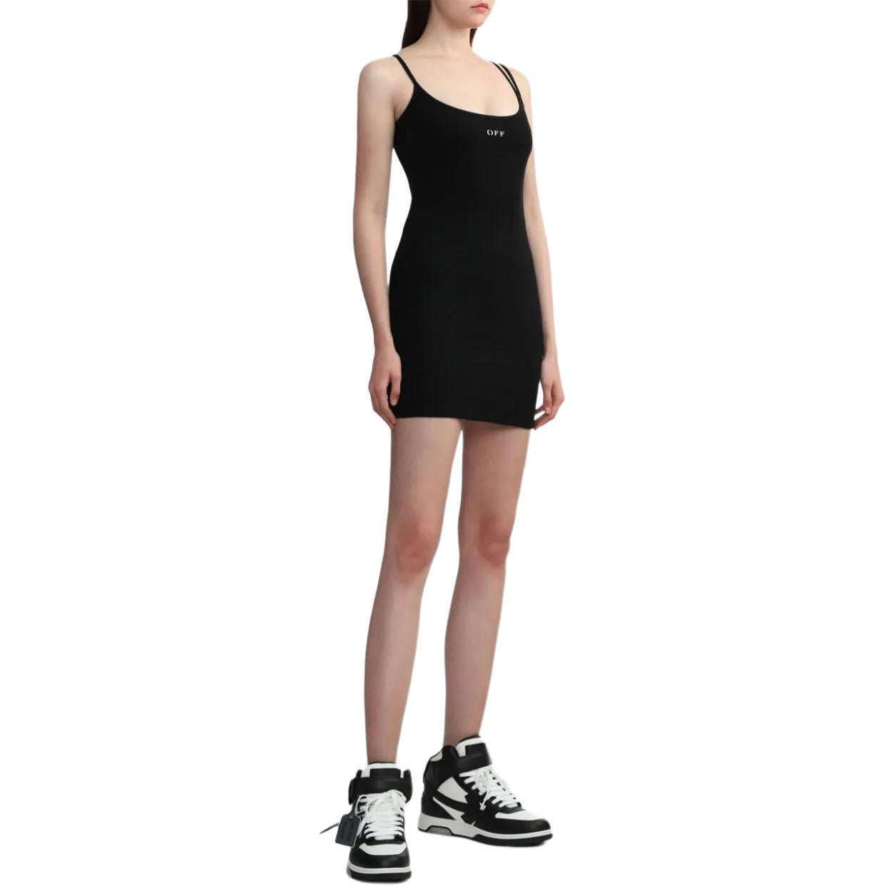 (WMNS) Off-White Off Stamp Rib Basic Tank Dress 'Black White' OWDB304C99JER0021001