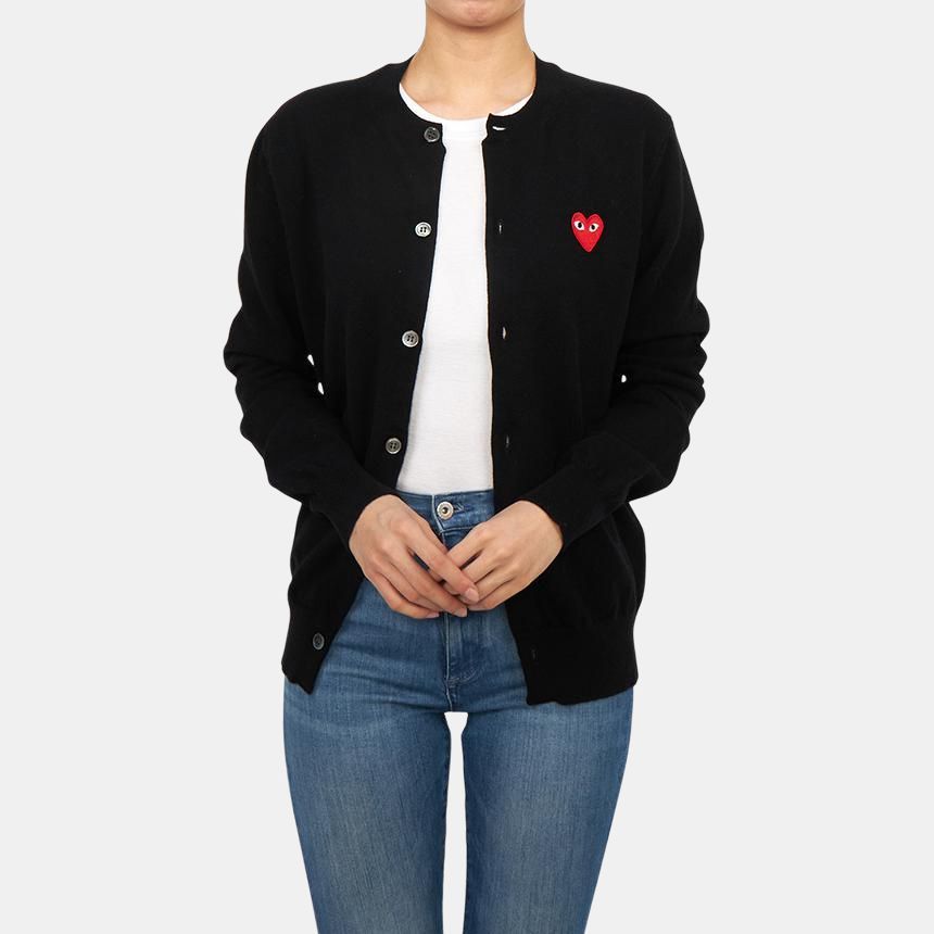 (WMNS) COMME des GARCONS PLAY FW25 Red Emblem Cardigan 'Black' AX-N007-051-1