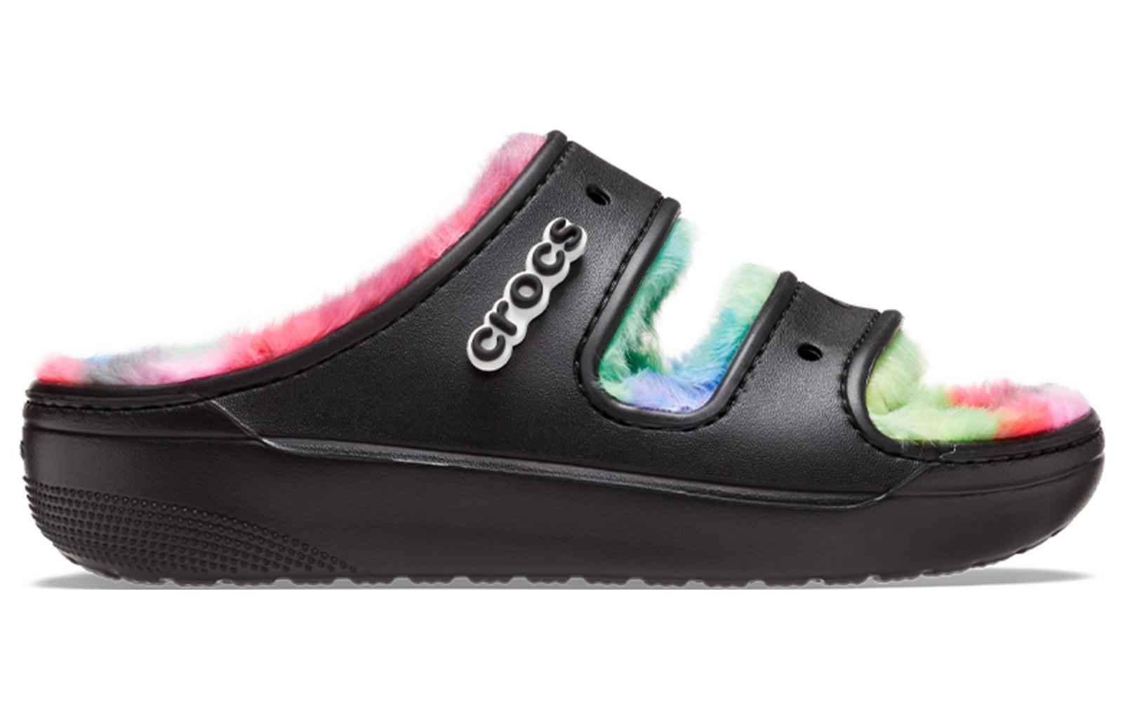 Crocs Classic Cozzzy Spray Dye Sandals 'Black Multi' 208046-0C4