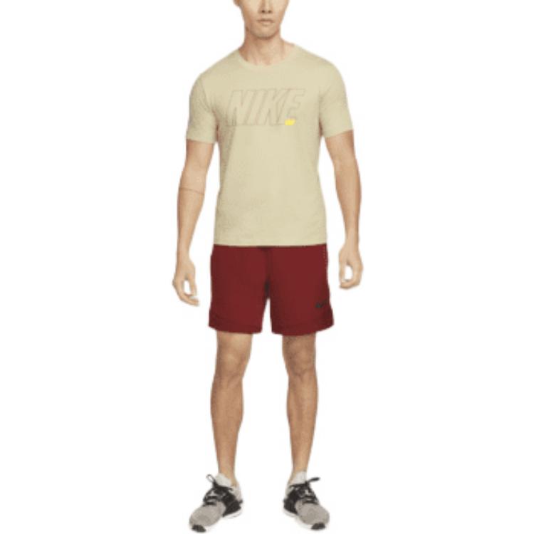 Men's Nike Solid Color Alphabet Quick Dry Breathable Training Sports Short Sleeve Yellow T-Shirt DM6256-206