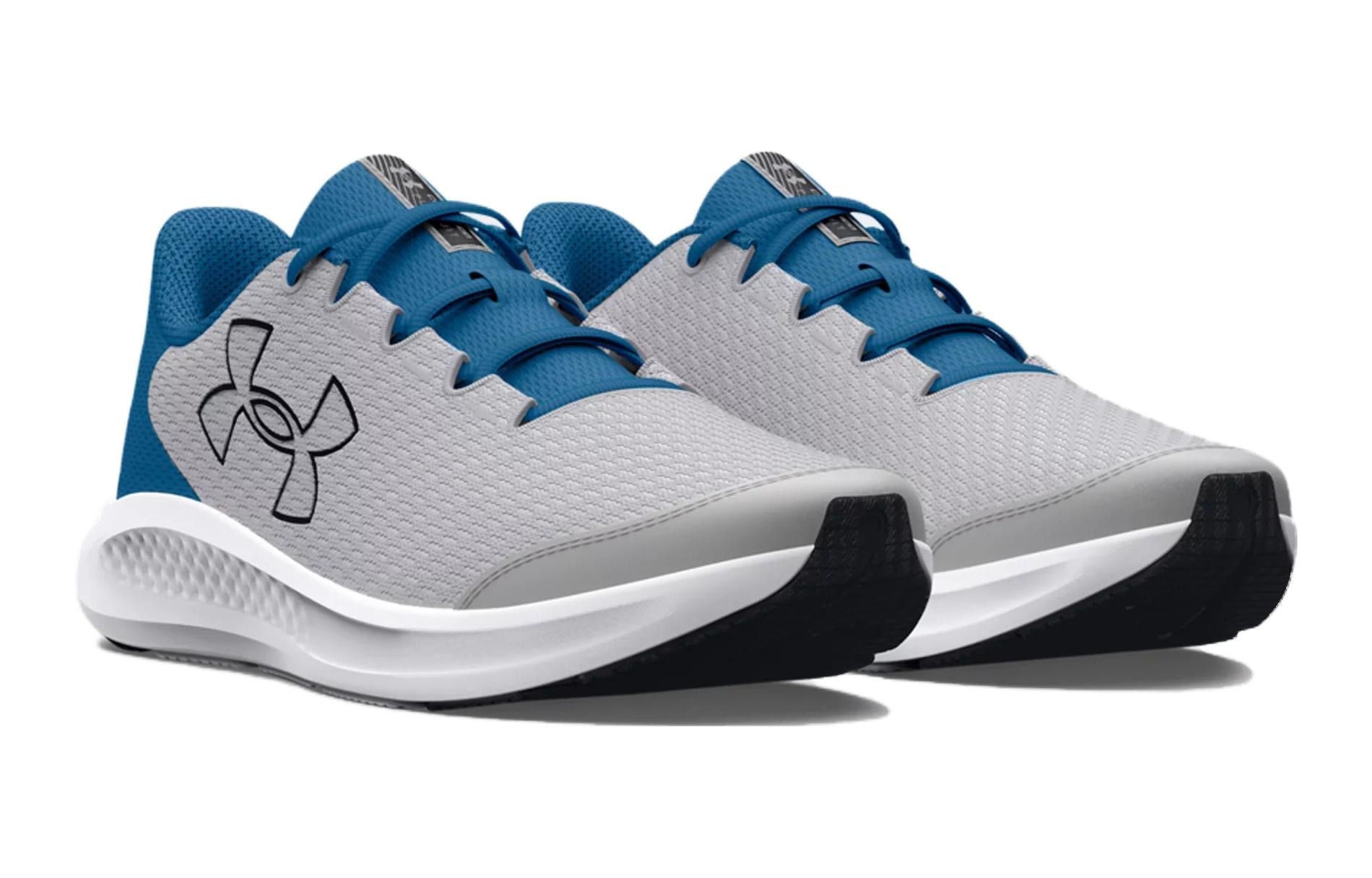 (GS) Under Armour Charged Pursuit 3 'Big Logo - Mod Grey Cosmic Blue' 3026695-101