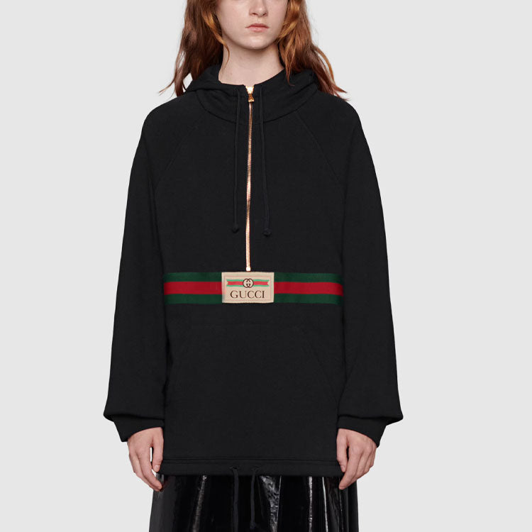 (WMNS) GUCCI Web with vintage Gucci Logo Sweatshirt 'Ink Blue' 644656-XJC3W-4440