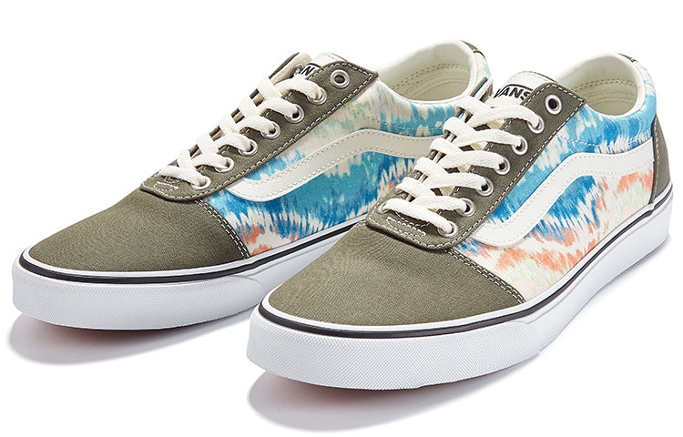 Vans Ward Low Tops Casual Skateboarding Shoes White Green Unisex Multi-Color Tie Dye 'White Army Green Blue' VN0A36EM3Q8