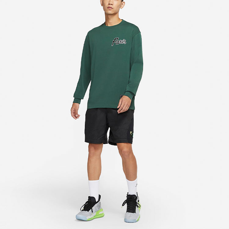 Men's Air Jordan Paris Saint-Germain Casual Alphabet Printing Round Neck Long Sleeves Green DB6513-333