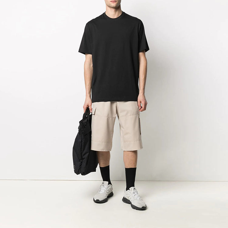 Men's Y-3 SS21 Rear Logo Stripe Short Sleeve Black T-Shirt H16334