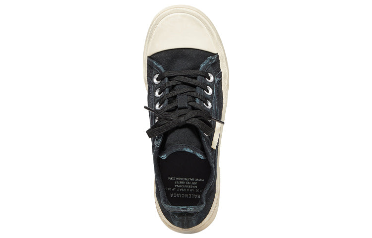 Balenciaga Paris Low Top Sneakers 'Black Destroyed Cotton and White Rubber' 688754W3RC21090