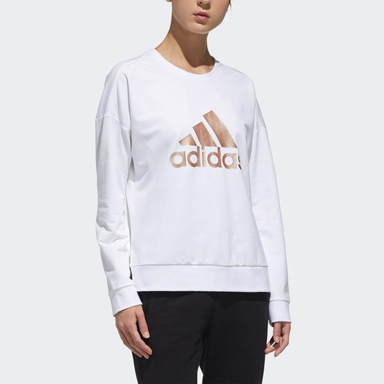 (WMNS) adidas Sports Stylish Round Neck Pullover White EA3103