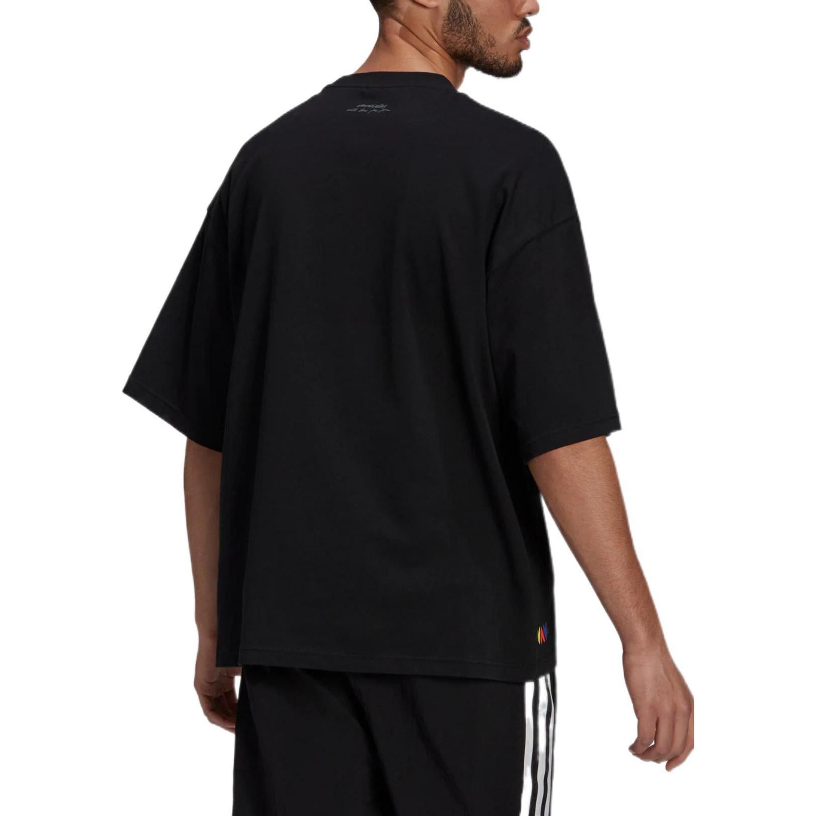 Men's adidas Tee Logo Breathable Solid Color Casual Sports Short Sleeve Black T-Shirt H61130