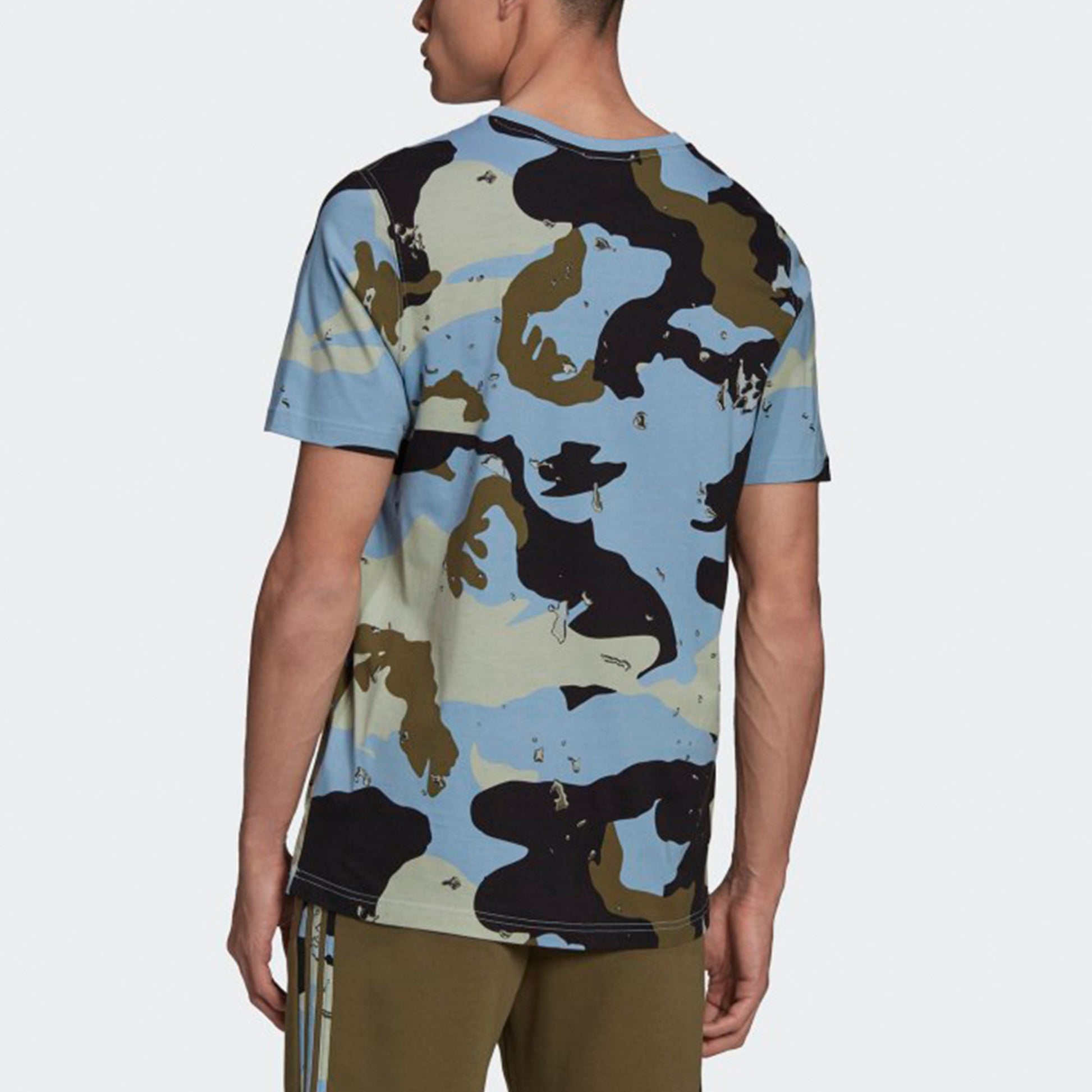 adidas originals Camo Aop Tee Camouflage Casual Sports Round Neck Short Sleeve Blue H13494