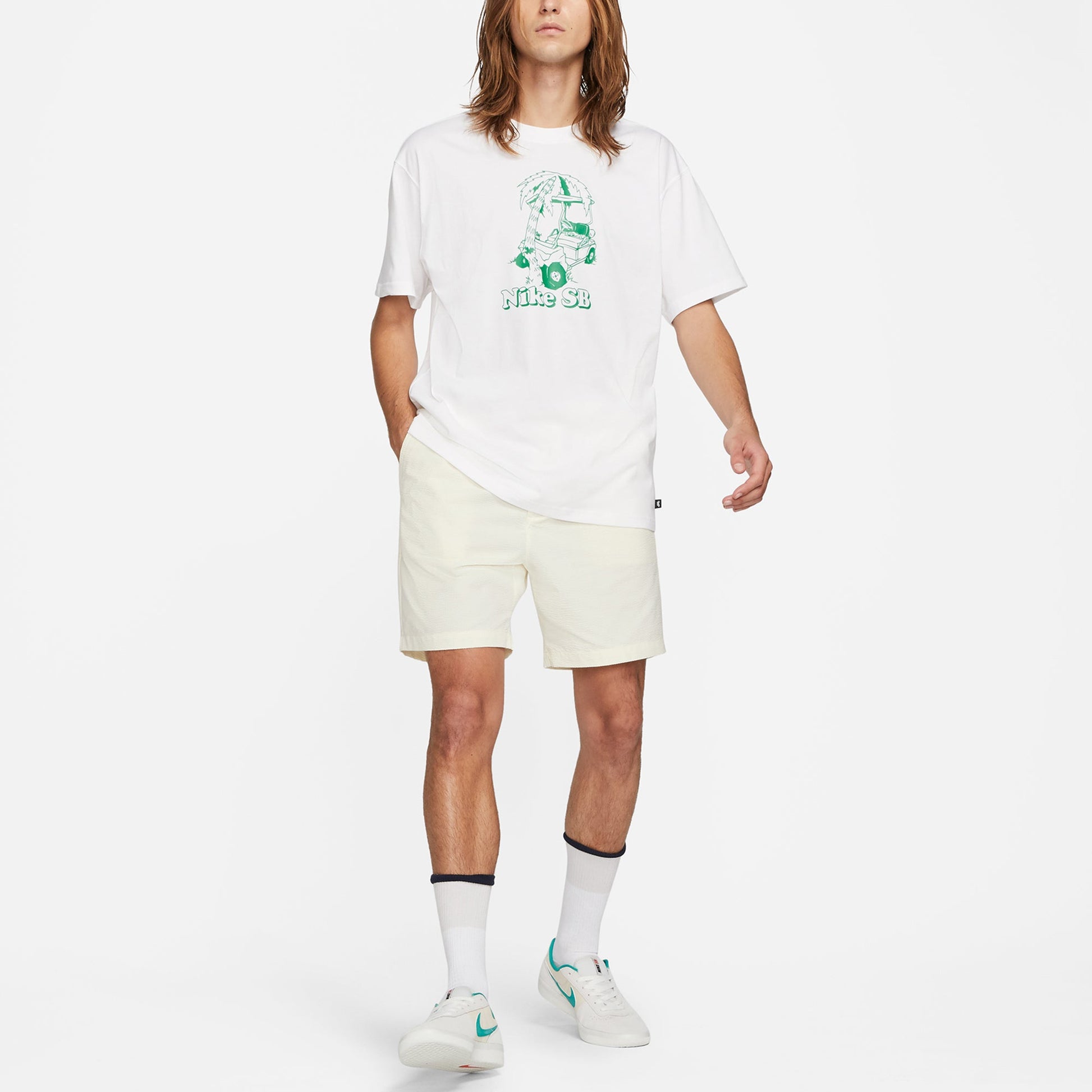Nike SB Skateboard Sports Printing Loose Knit Short Sleeve White DD1309-100
