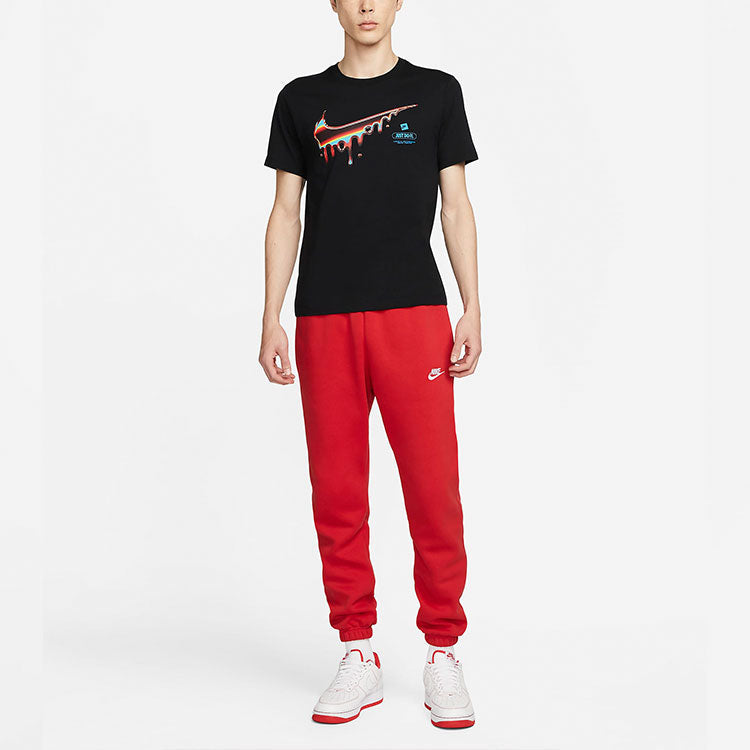 Men's Nike Large Logo Printing Round Neck Pullover Short Sleeve Black T-Shirt DR8065-010